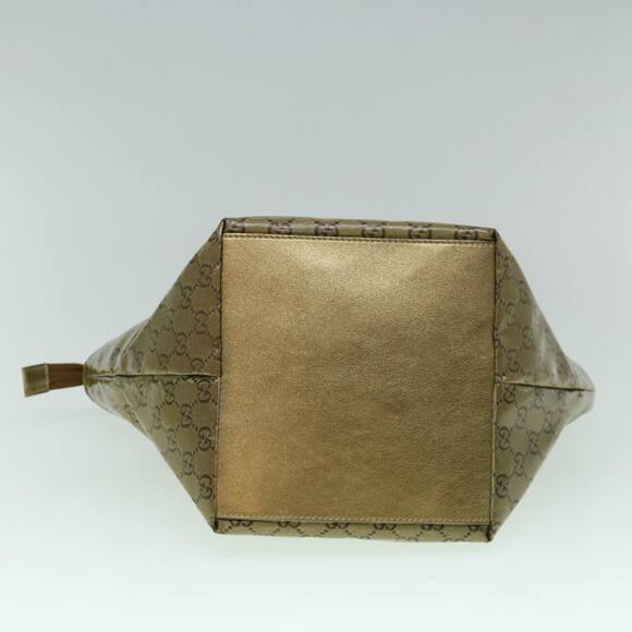 GUCCI GG Crystal Sherry Line Tote Bag Gold Tone Brown Gray - Picture 9 of 16